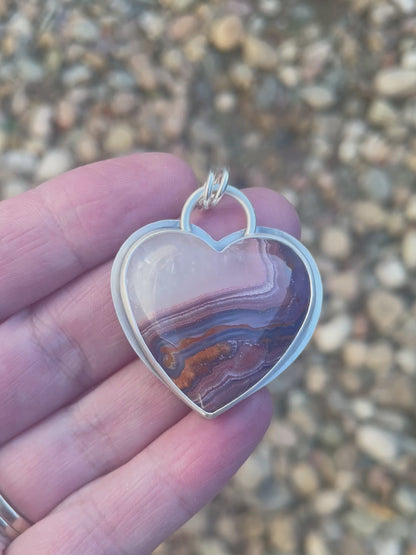 Agua Nueva Agate | Love Note Collection Hearts Pendant Necklace INTENTION