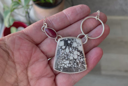 White Tiger Magnesite & Rosarita Pendant Necklace