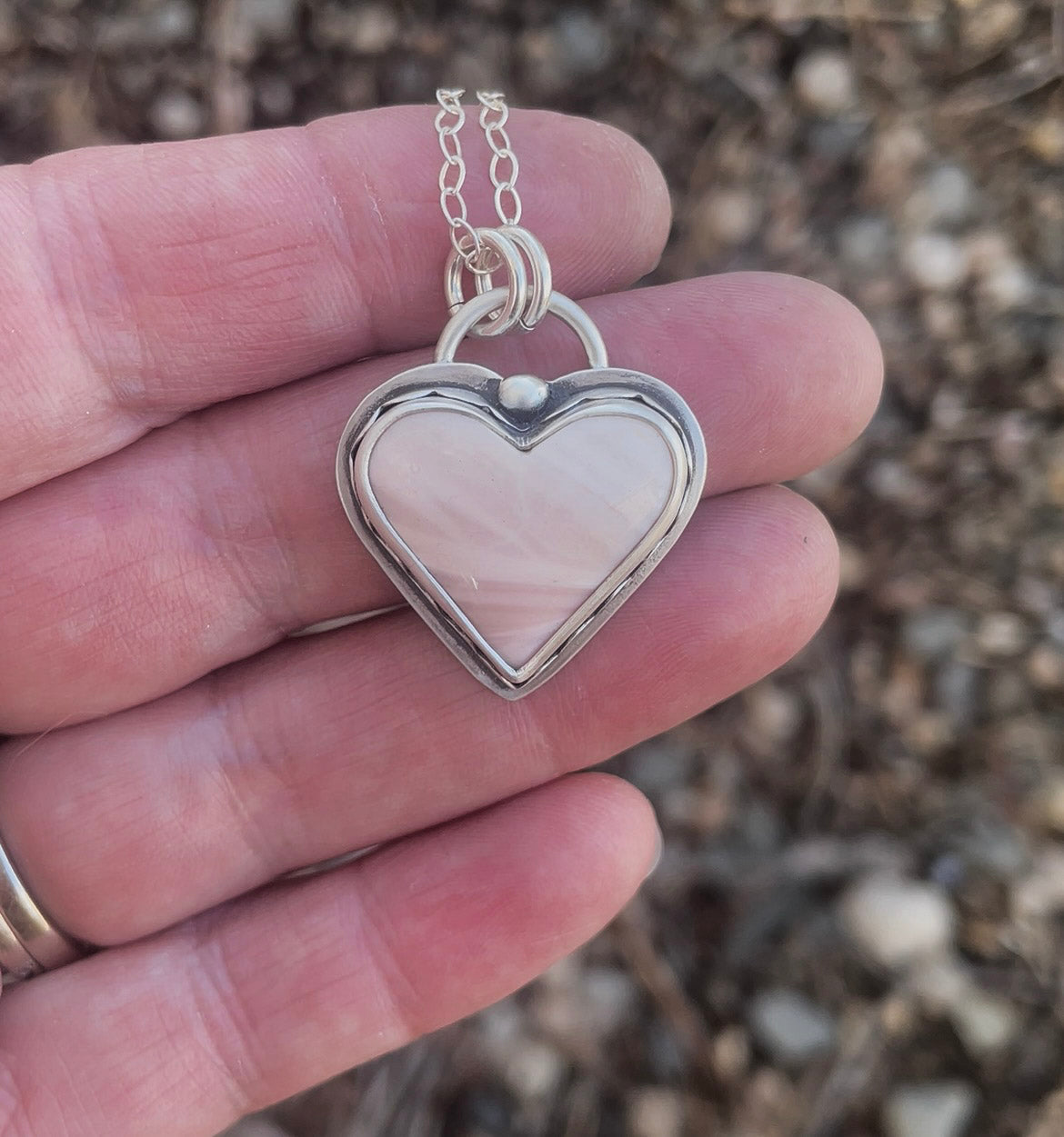 women's gift pink stone love heart