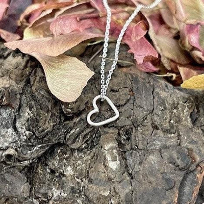 sterling silver open heart charm necklace